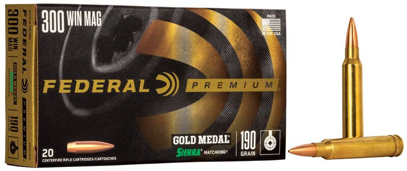 Gold Medal Sierra MatchKing, 300 Win Mag, 190 Grain, Sierra Matchking Boat-Tail Hollow Point, 2900 fps