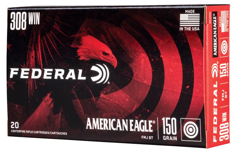 American Eagle Rifle, 308 Win, 150 Grain, Full Metal Jacket Boat-Tail, 2820 fps