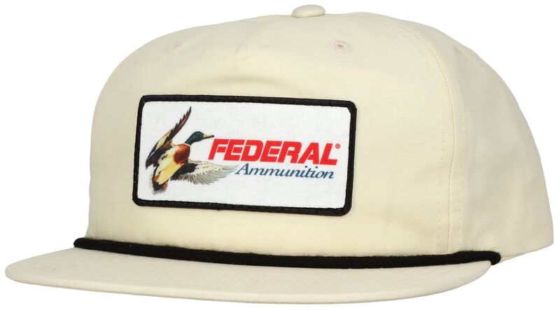 Federal Duck Patch Black Rope Hat, Cream, Flat Bill