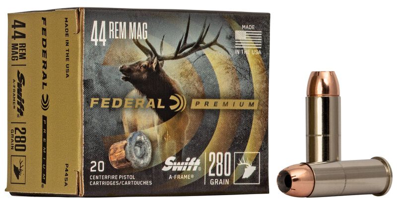 Federal Premium Swift A-Frame, 44 Rem Magnum, 280 Grain, Swift A-Frame, 1170 fps