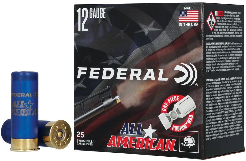 All American, 12 Gauge, 8 Shot, 2-3/4 in, 1 1/8 oz, 1250 fps