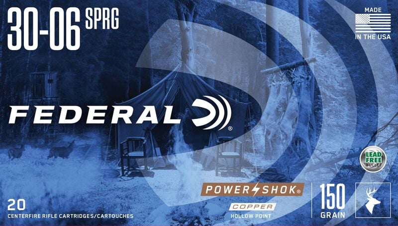 Power-Shok Copper Rifle, 30-06 Springfield, 150 Grain, Copper HP, 2910 fps