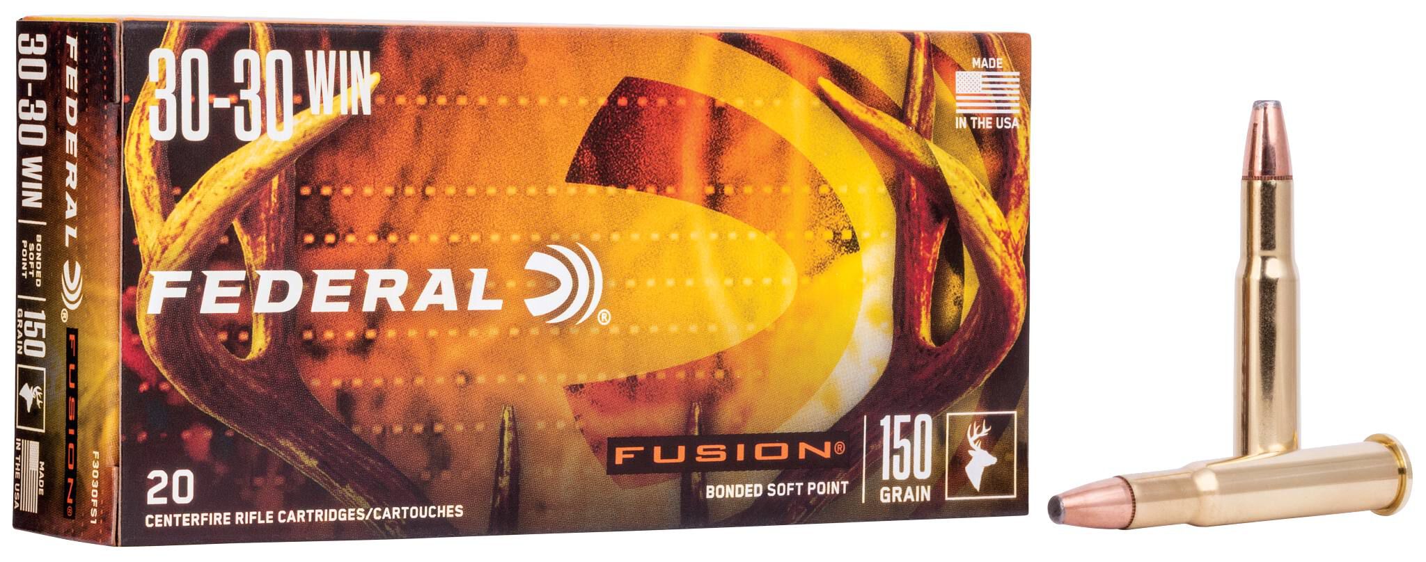 Federal 30-30 Win 150gr Fusion – Powerful .30-30 Winchester Deer Hunting Ammo, 2390 fps, 20 Rounds
