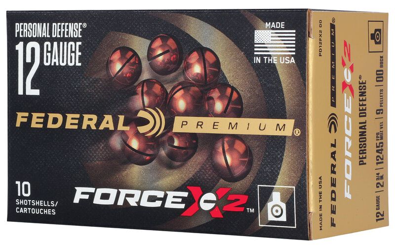 Personal Defense Shotshell FORCE X2, 12 Gauge, 00 Buck Shot, 2-3/4 in, 1250 fps