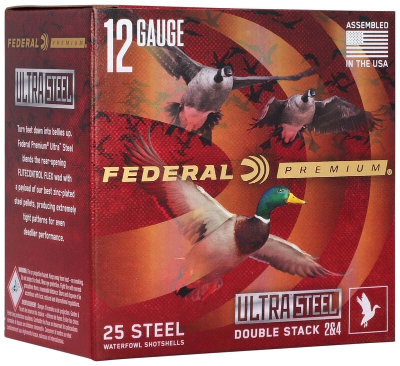 Ultra Steel, 12 Gauge, 2 and 4 Shot, 3 in, 1 1/4 oz, 1450 fps