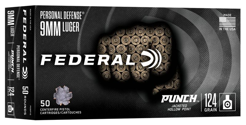 Personal Defense Punch, 9mm Luger, 124 Grain, Jacketed Hollow Point, 1150 fps