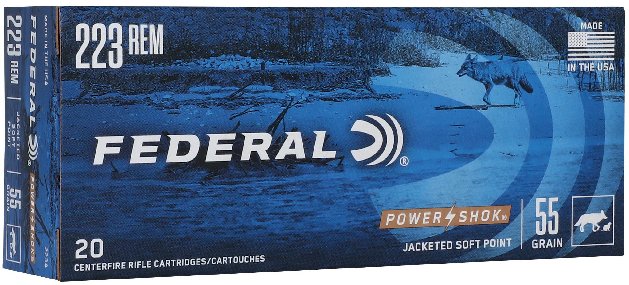 Federal 223 55gr JSP – Proven .223 Rem Varmint Ammo, 3240 fps, 20 Rounds