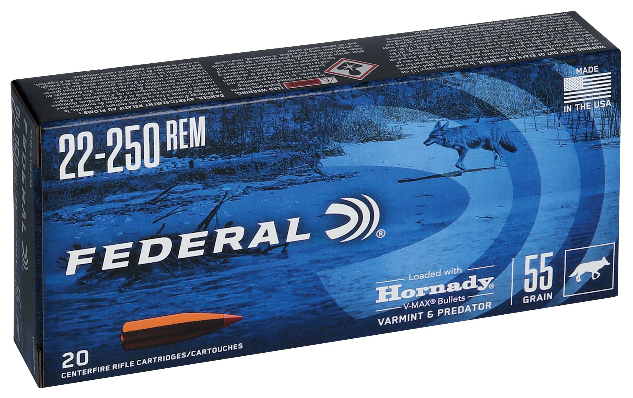 Federal 22-250 55gr V-Max – Proven 22-250 Remington Varmint Ammo, 3670 fps, 20 Rounds 3 Federal 22-250 55gr V-Max – Proven 22-250 Remington Varmint Ammo, 3670 fps, 20 Rounds - Image 3