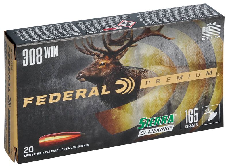 Sierra GameKing Boat-Tail SP, 308 Win, 165 Grain, Sierra Gameking Boat-Tail Soft Point, 2700 fps