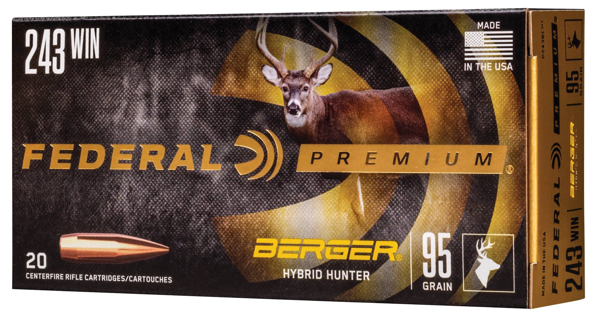 Federal 243 95gr Berger Hybrid Hunter – Powerful .243 Win Deer Hunting Ammo, 3050 fps, 20 Rounds - Image 2