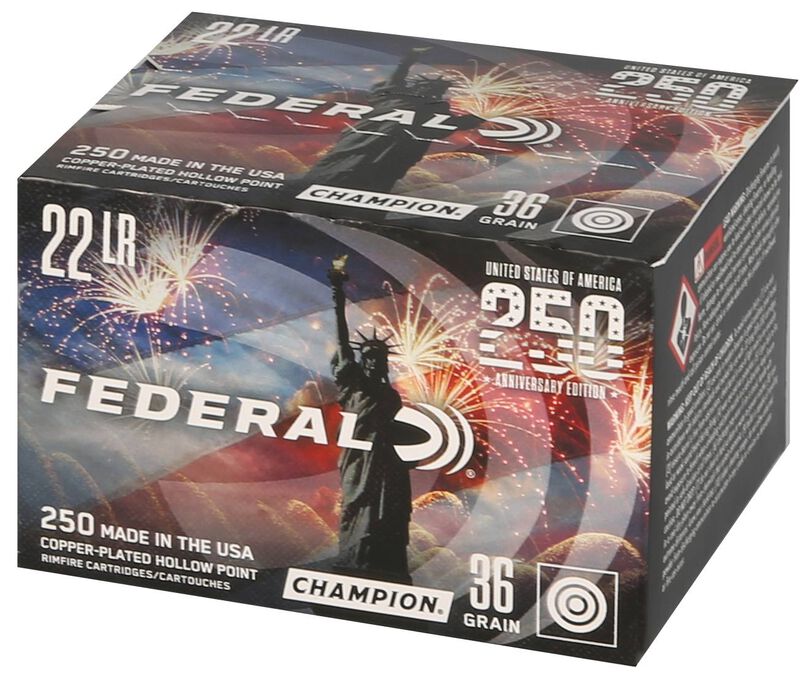 250th Anniversary USA Rimfire, 22 LR, 36 Grain, Copper Plated Hollow Point, 1260 fps