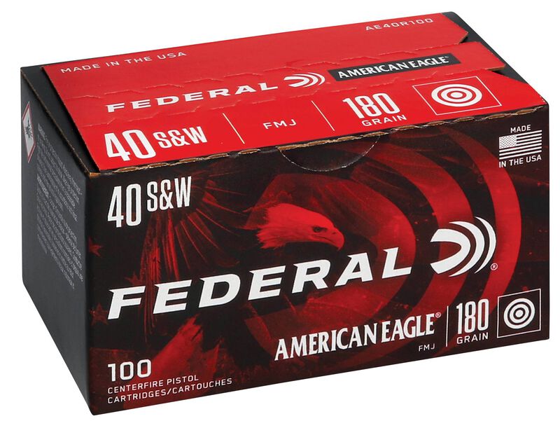 American Eagle Handgun, 40 S&amp;W, 180 Grain, Full Metal Jacket, 1000 fps