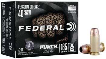 Personal Defense Punch, 40 S&W, 165 Grain, Jacketed Hollow Point, 1130 fps