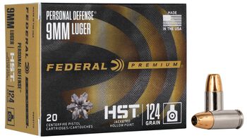 Personal Defense HST, 9mm Luger, 124 Grain, HST Jacketed Hollow Point, 1150 fps