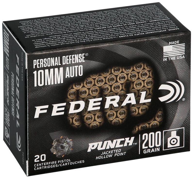 Personal Defense Punch, 10mm Auto, 200 Grain, Jacketed Hollow Point, 1100 fps