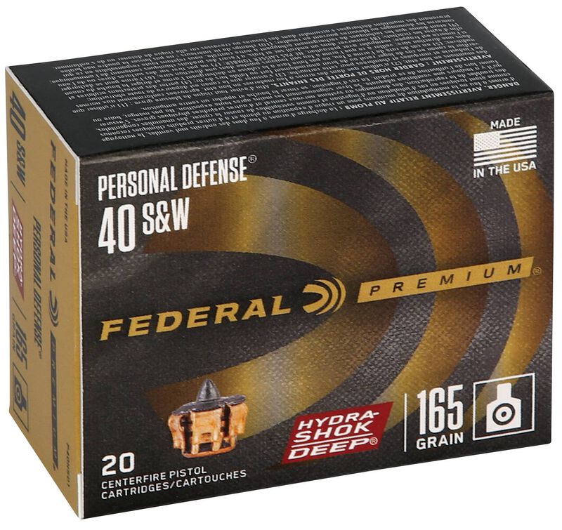 Personal Defense Hydra-Shok Deep, 40 S&amp;W, 165 Grain, Hydra-Shok Deep Jacketed Hollow Point, 1050 fps