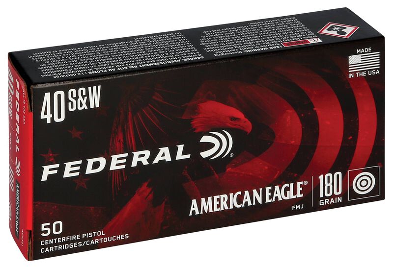 American Eagle Handgun, 40 S&amp;W, 180 Grain, Full Metal Jacket, 1000 fps