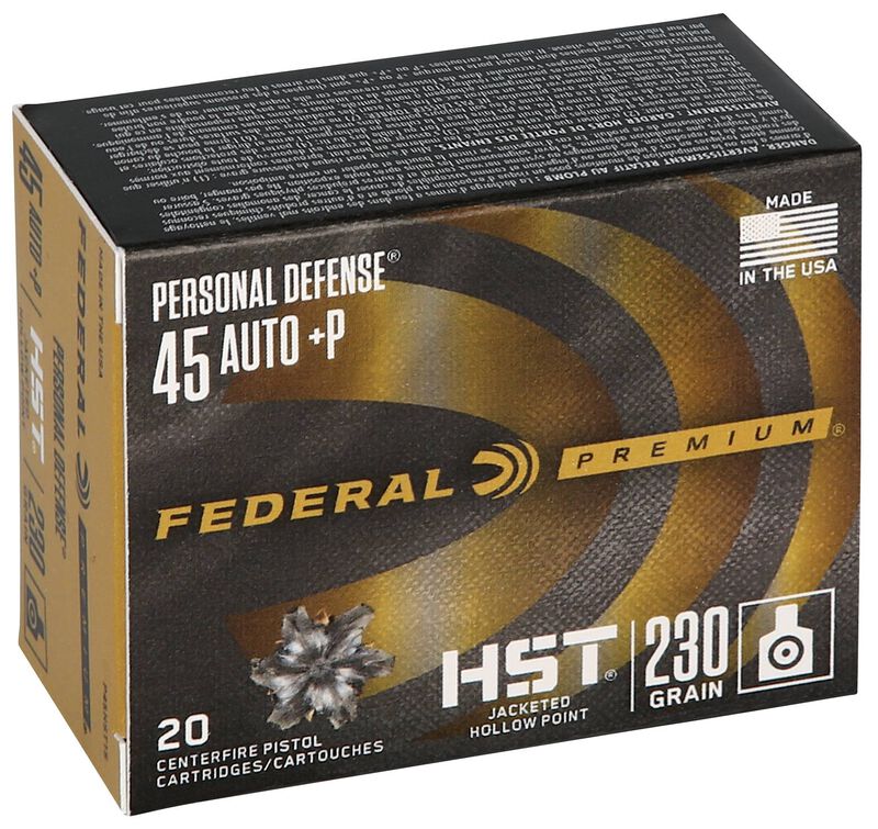 Personal Defense HST, 45 Auto +P, 230 Grain, HST Jacketed Hollow Point, 950 fps