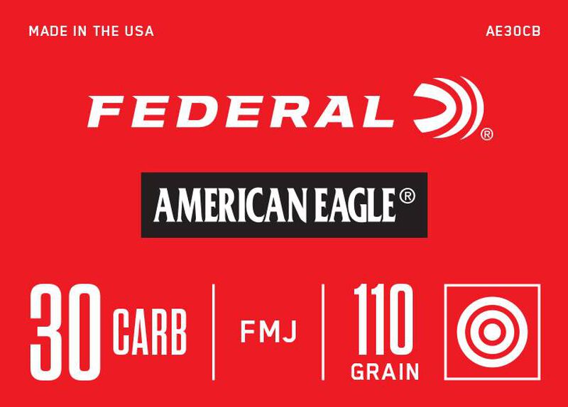 American Eagle Rifle, 30 Carbine, 110 Grain, Full Metal Jacket, 1990 fps