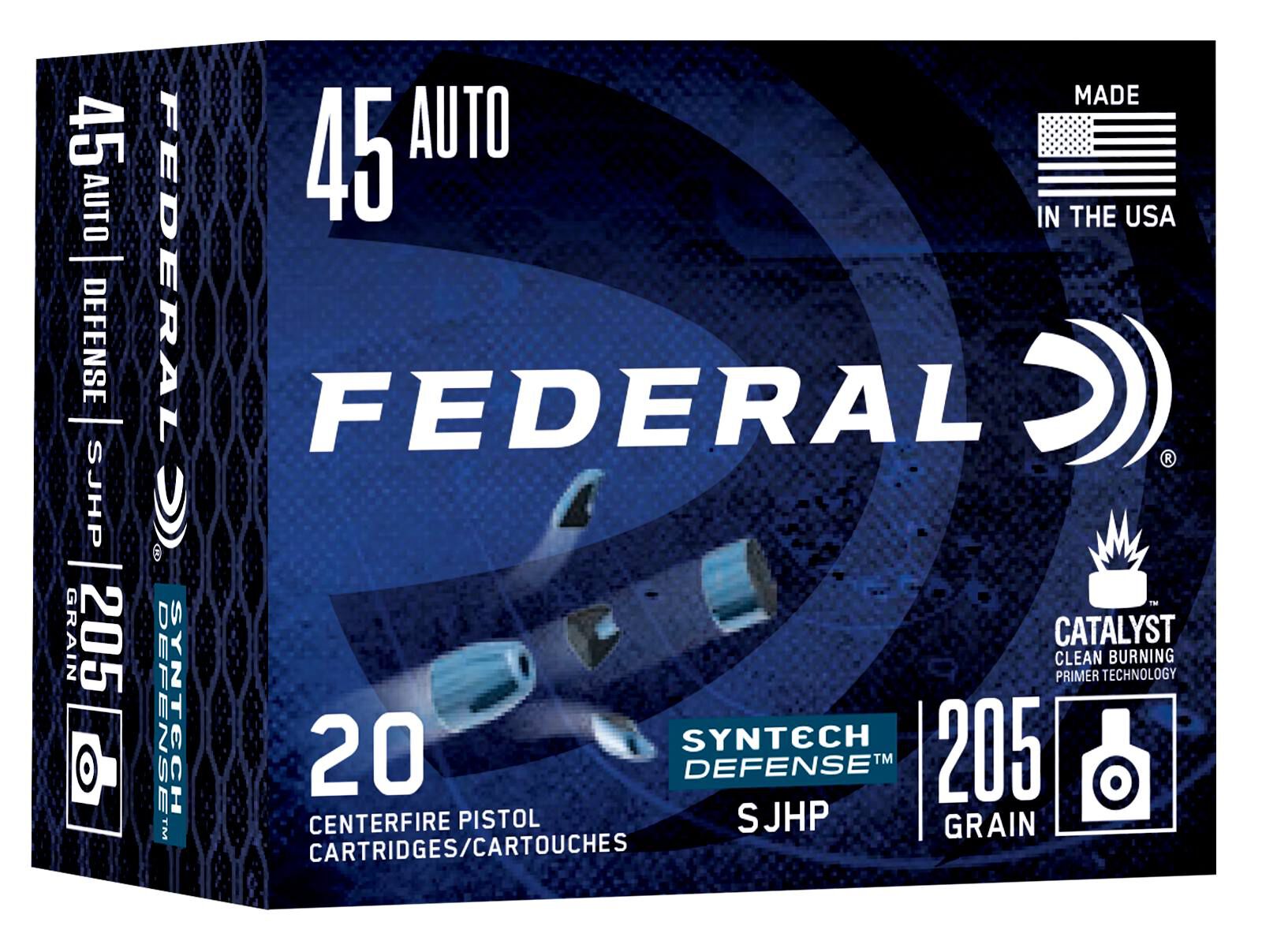 45口径　AUTO　薬莢 Federal Syntech Defense 45 ACP Auto Ammunition 205 Grain