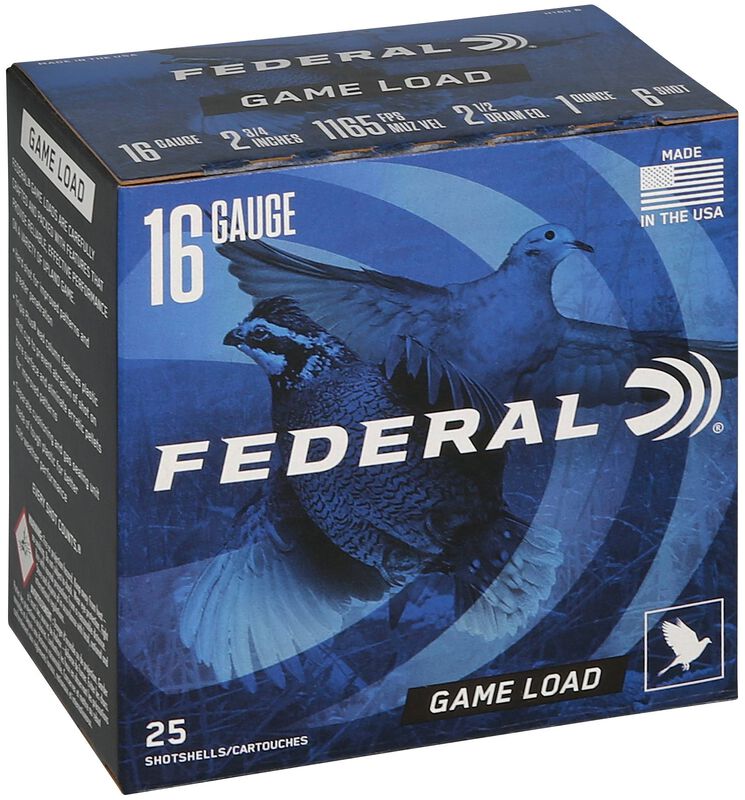 Game Load Upland, 16 Gauge, 6 Shot, 2-3/4 in, 1 oz, 1165 fps
