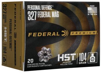 Personal Defense HST, 327 Federal Magnum, 104 Grain, HST Jacketed Hollow Point, 1500 fps