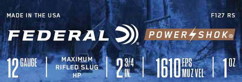 Power-Shok Rifled Slug, 12 Gauge, 438 Grain, 2-3/4 in, 1610 fps