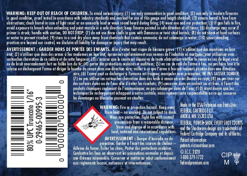 Power-Shok Rifled Slug, 20 Gauge, 328 Grain, 2-3/4 in, 1600 fps