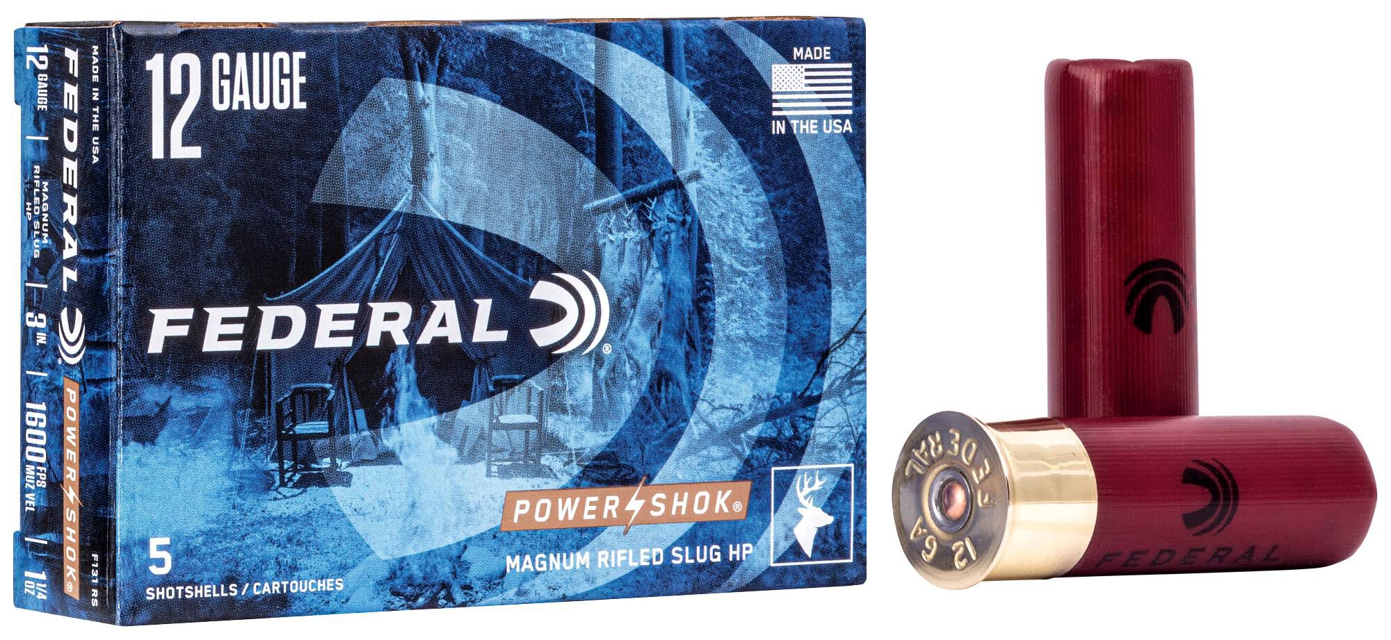 Federal Power-Shok 12ga 3in Rifled Slug HP 1-1/4oz – Powerful Magnum Deer Slug, 5 Rounds - Image 2