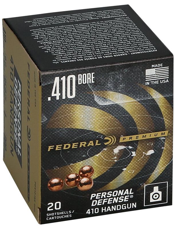 Personal Defense 410 Handgun, 410 Bore, 000 Buck Shot, 2-1/2 in, 850 fps