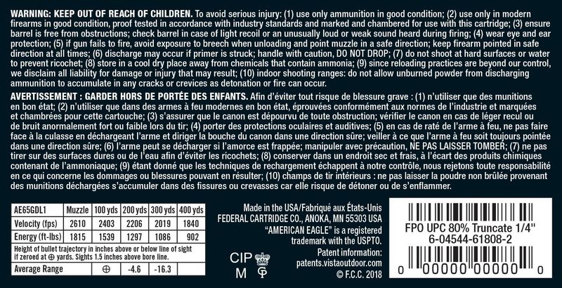 American Eagle Rifle, 6.5 Grendel, 120 Grain, Open Tip Match, 2610 fps