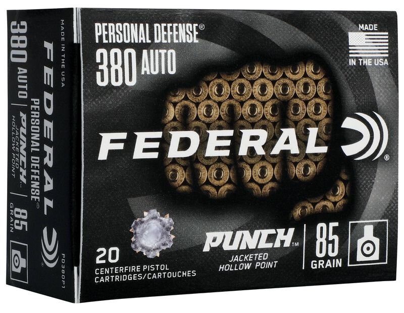 Personal Defense Punch, 380 Auto, 85 Grain, Jacketed Hollow Point, 1000 fps