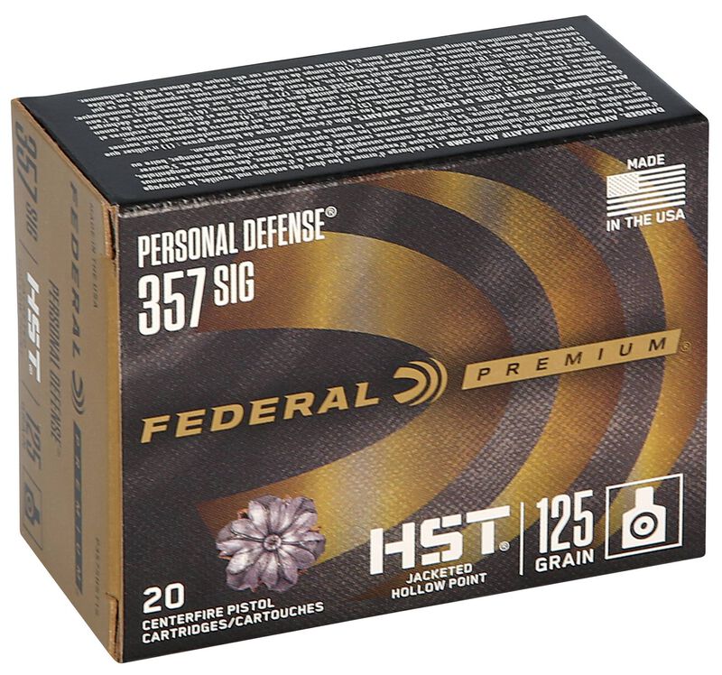 Personal Defense HST, 357 Sig, 125 Grain, HST Jacketed Hollow Point, 1360 fps
