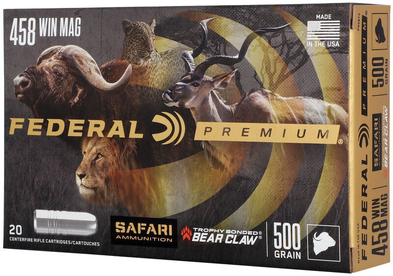 Safari Trophy Bonded Bear Claw, 458 Win Magnum, 500 Grain, Trophy Bonded Bear Claw, 2090 fps