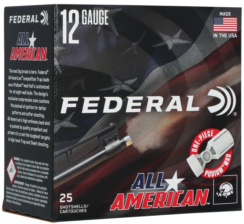 All-American, 12 Gauge, 7.5 Shot, 2-3/4 in, 1 1/8 oz, 1250 fps