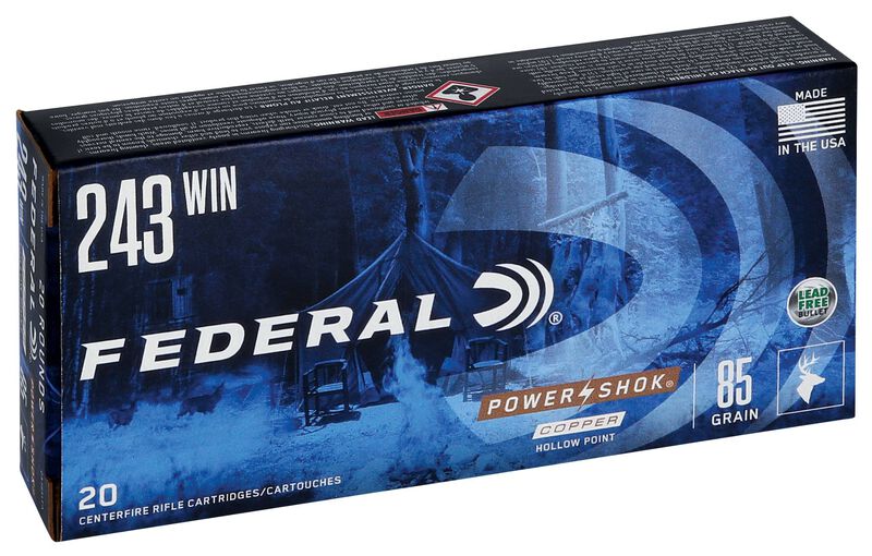 Power-Shok Copper Rifle, 243 Win, 85 Grain, Copper HP, 3200 fps