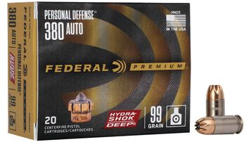 Personal Defense Hydra-Shok Deep, 380 Auto, 99 Grain, Hydra-Shok Deep Jacketed Hollow Point, 975 fps