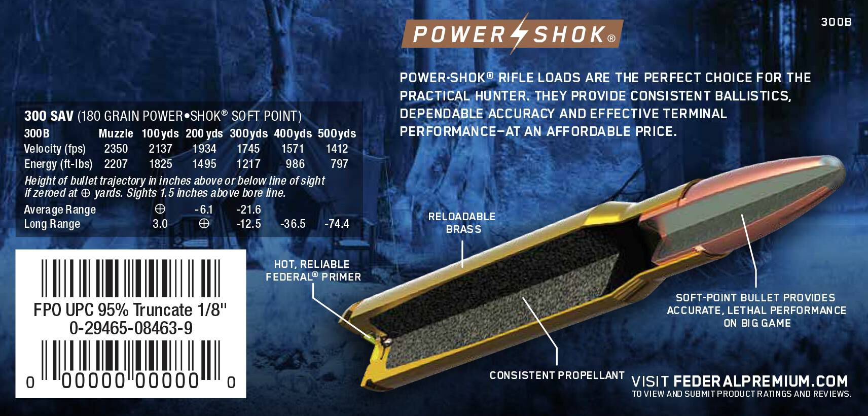 Federal 300 Savage 180gr JSP – Proven .300 Savage Hunting Ammo, 2350 fps, 20 Rounds - Image 3