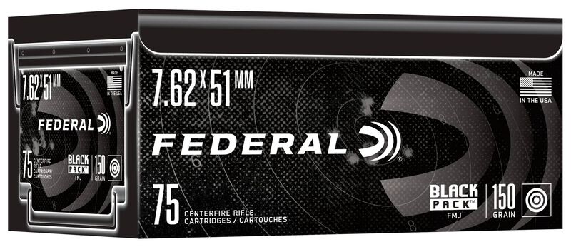 Black Pack Rifle, 7.62x51mm NATO, 150 Grain, Full Metal Jacket, 2790 fps