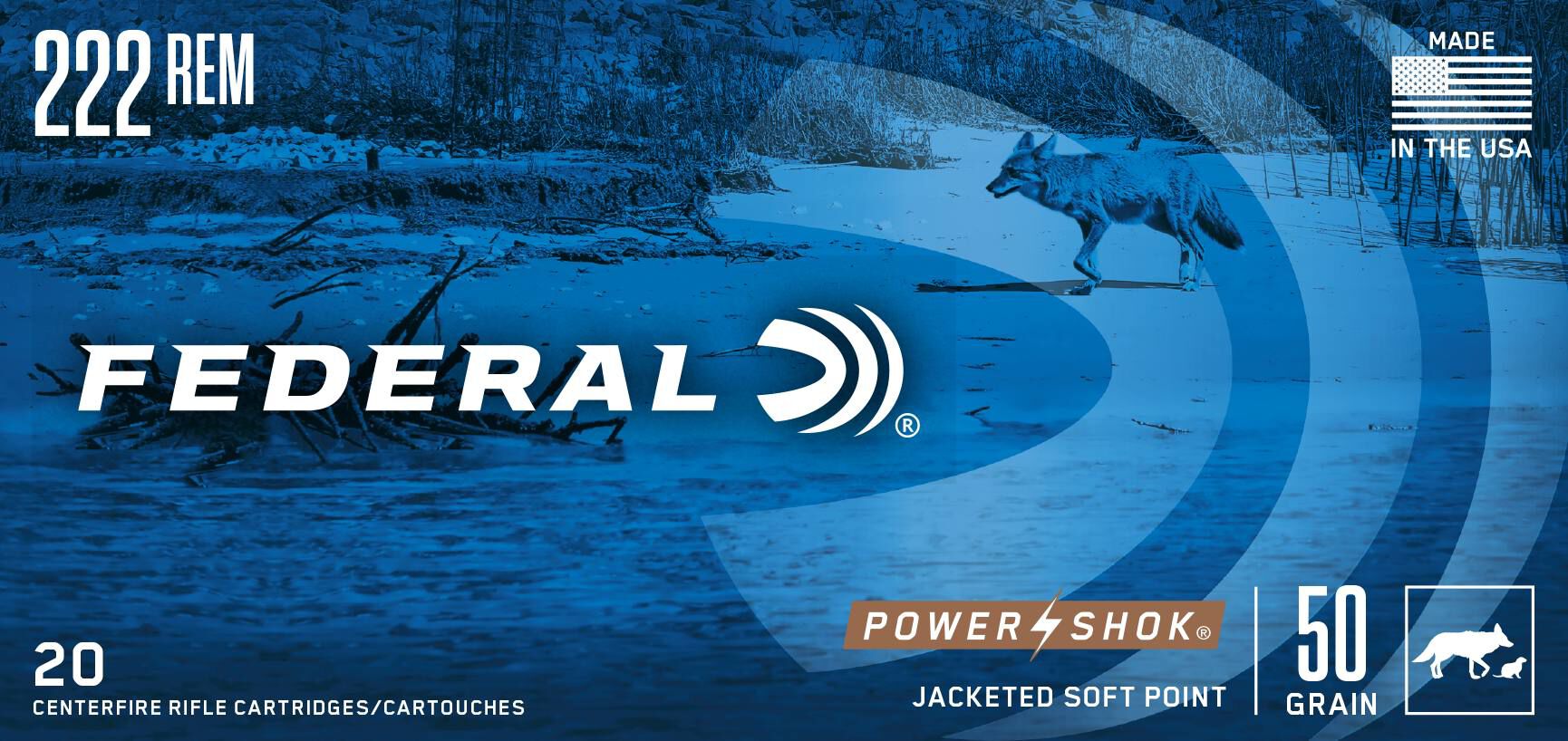 Federal 222 Rem 50gr JSP – Proven .222 Rem Varmint Ammo, 3140 fps, 20 Rounds 2 Federal 222 Rem 50gr JSP – Proven .222 Rem Varmint Ammo, 3140 fps, 20 Rounds - Image 2