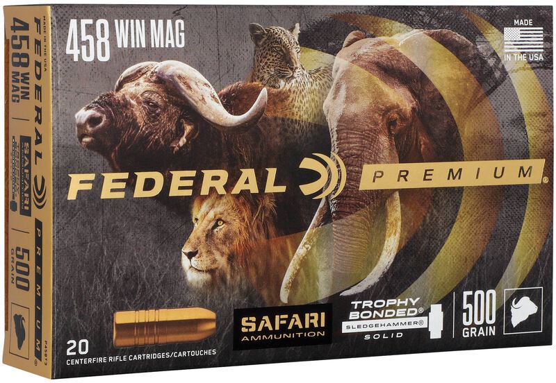 Safari Trophy Bonded Sledgehammer Solid, 458 Win Magnum, 500 Grain, Trophy Bonded Sledgehammer Solid, 1950 fps