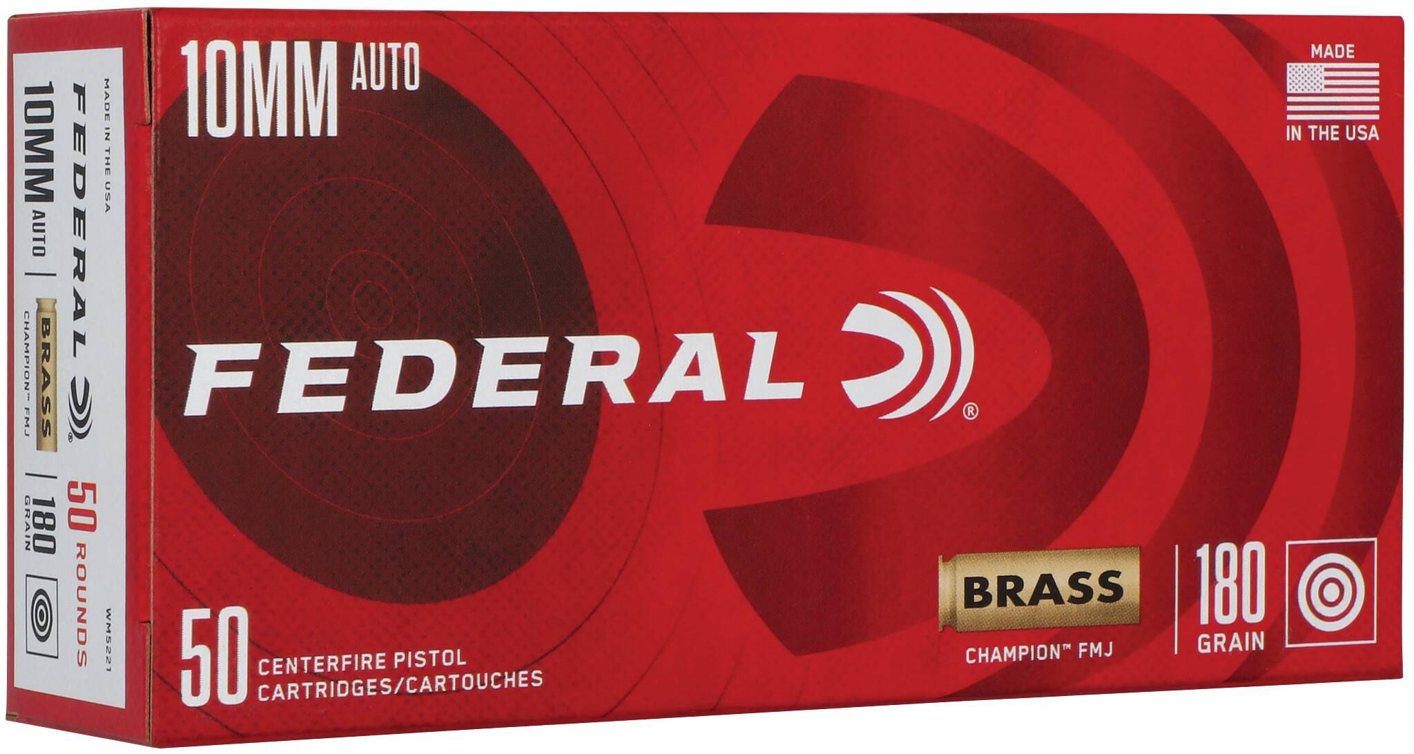 Federal 10mm 180gr FMJ – Reliable 10mm Auto Range Ammo, 1200 fps, 50 Rounds 5 Federal 10mm 180gr FMJ ammunition