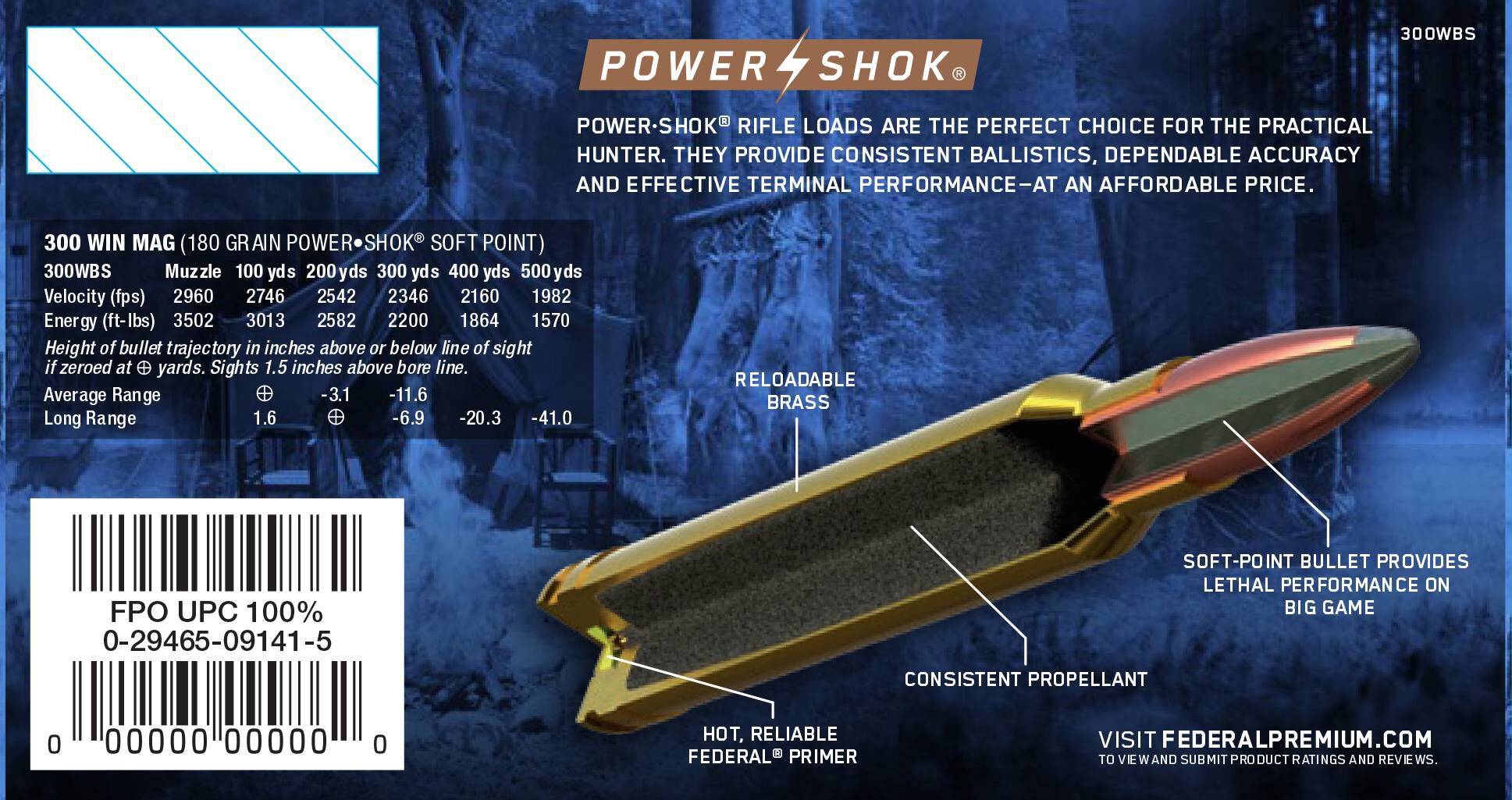 Federal 300 Win Mag 180gr JSP – Proven .300 Win Mag Deer and Elk Hunting Ammo, 2960 fps, 20 Rounds 2 Federal 300 Win Mag 180gr JSP – Proven .300 Win Mag Deer and Elk Hunting Ammo, 2960 fps, 20 Rounds - Image 2
