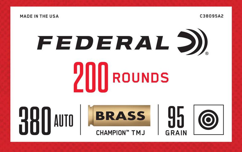 Champion Training, 380 Auto, 95 Grain, Full Metal Jacket, 980 fps