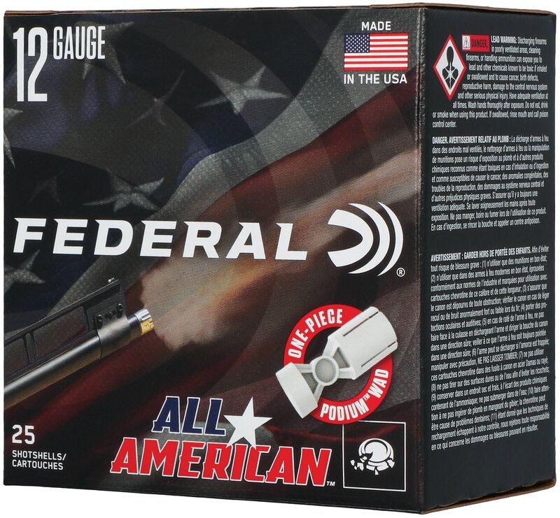 All-American, 12 Gauge, 7.5 Shot, 2-3/4 in, 1 1/8 oz, 1200 fps