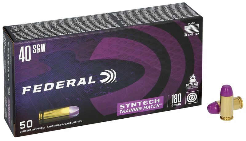 Syntech Training Match, 40 S&amp;W, 180 Grain, Syntech Jacket Flat Nose, 1010 fps