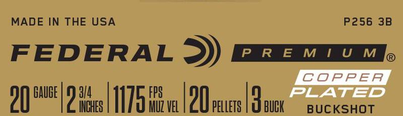 Buckshot, 20 Gauge, 3 Buck Shot, 2-3/4 in, 1175 fps