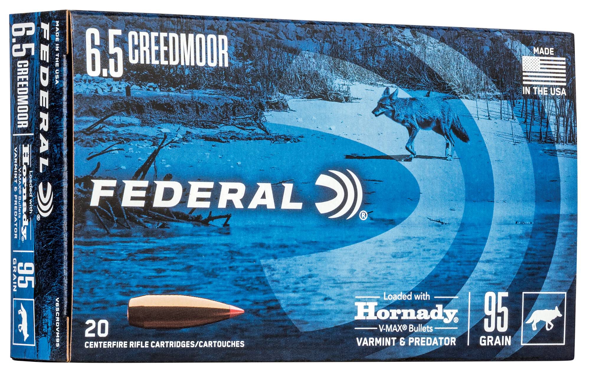 Federal 6.5 Creedmoor 95gr V-Max – Proven 6.5 Creedmoor Varmint Ammo, 3300 fps, 20 Rounds