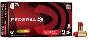 Syntech Action Pistol, 40 S&W, 205 Grain, Syntech Jacket Flat Nose, 850 fps