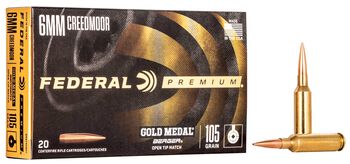 Gold Medal Berger, 6mm Creedmoor, 105 Grain, Berger Hybrid, 2950 fps